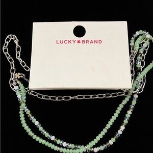 Lucky Brand Mint and Silver Beaded Necklace